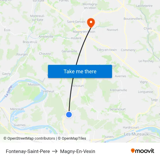 Fontenay-Saint-Pere to Magny-En-Vexin map