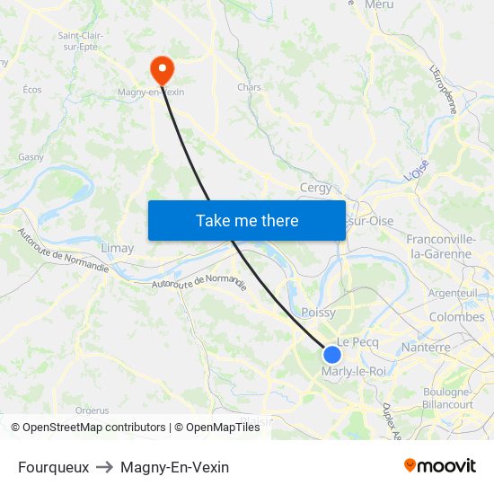 Fourqueux to Magny-En-Vexin map