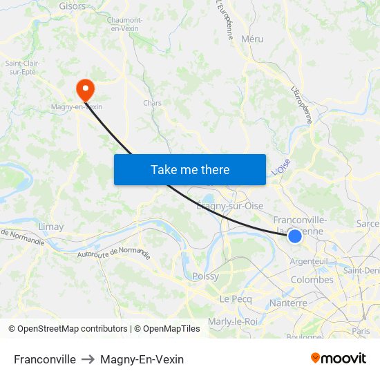 Franconville to Magny-En-Vexin map
