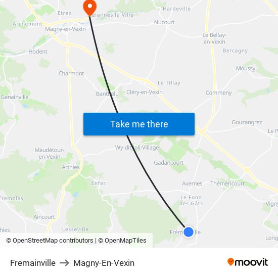 Fremainville to Magny-En-Vexin map
