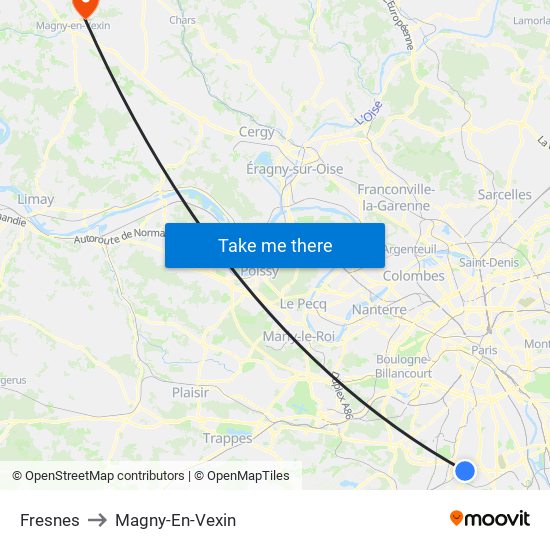 Fresnes to Magny-En-Vexin map