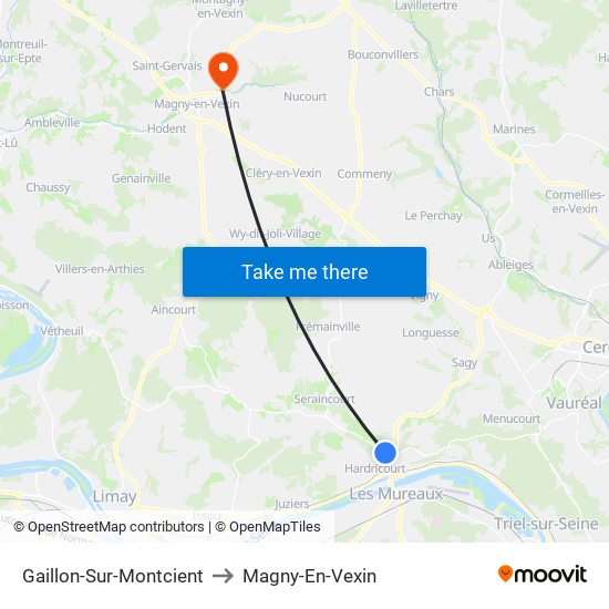 Gaillon-Sur-Montcient to Magny-En-Vexin map