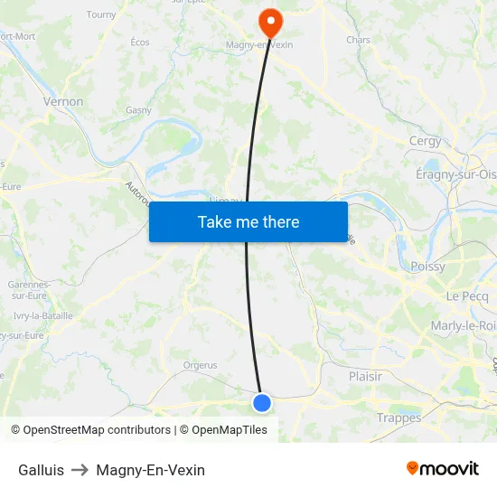Galluis to Magny-En-Vexin map