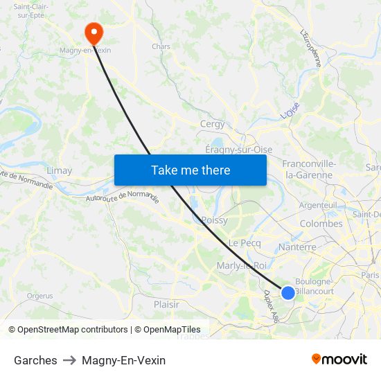 Garches to Magny-En-Vexin map