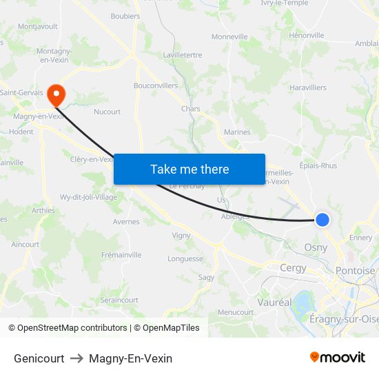 Genicourt to Magny-En-Vexin map