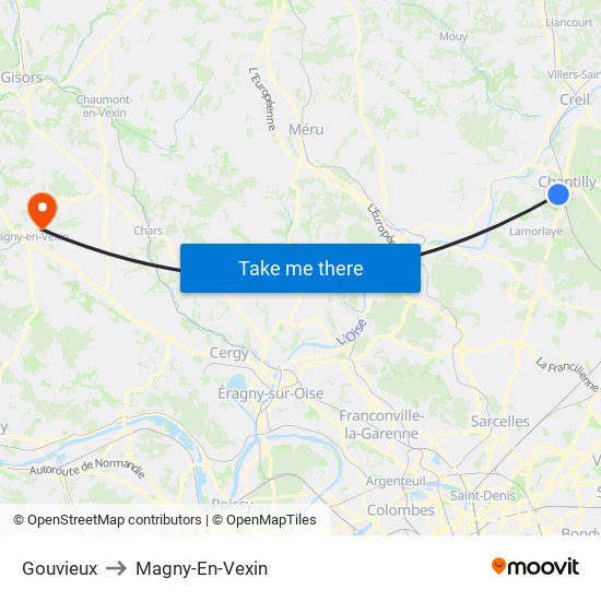 Gouvieux to Magny-En-Vexin map