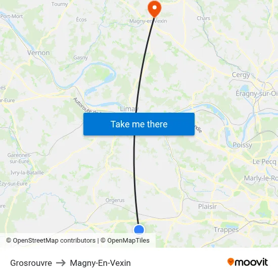 Grosrouvre to Magny-En-Vexin map