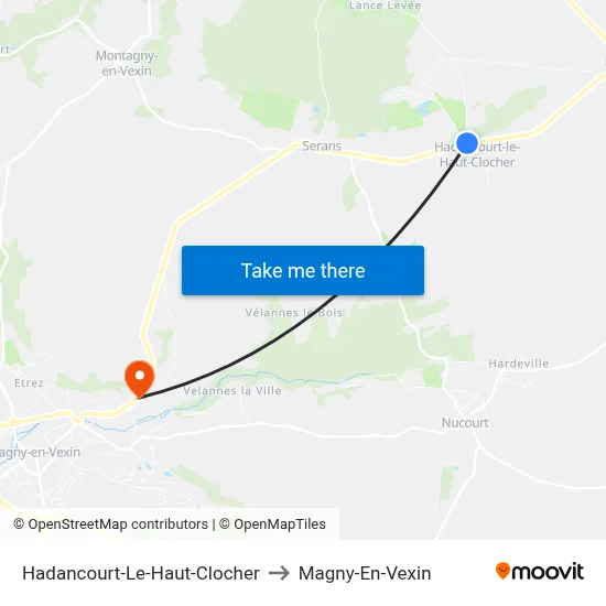 Hadancourt-Le-Haut-Clocher to Magny-En-Vexin map