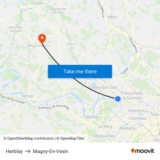 Herblay to Magny-En-Vexin map