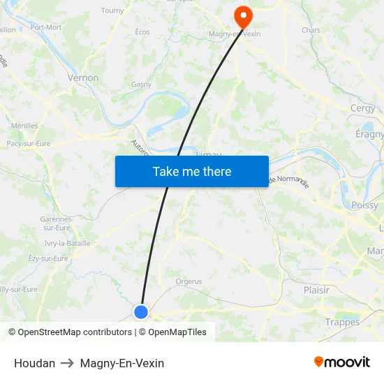 Houdan to Magny-En-Vexin map
