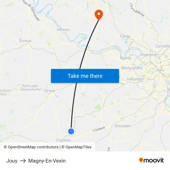 Jouy to Magny-En-Vexin map