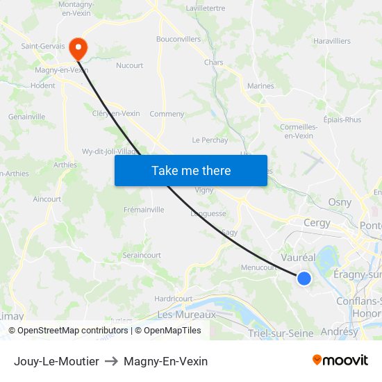 Jouy-Le-Moutier to Magny-En-Vexin map