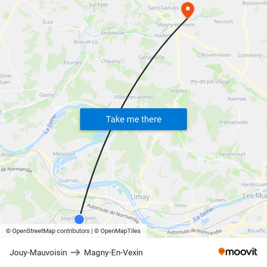 Jouy-Mauvoisin to Magny-En-Vexin map