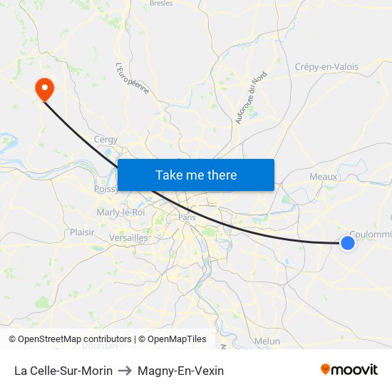 La Celle-Sur-Morin to Magny-En-Vexin map