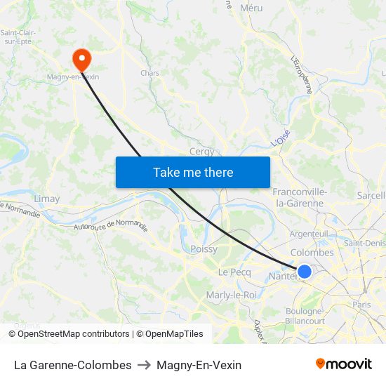 La Garenne-Colombes to Magny-En-Vexin map