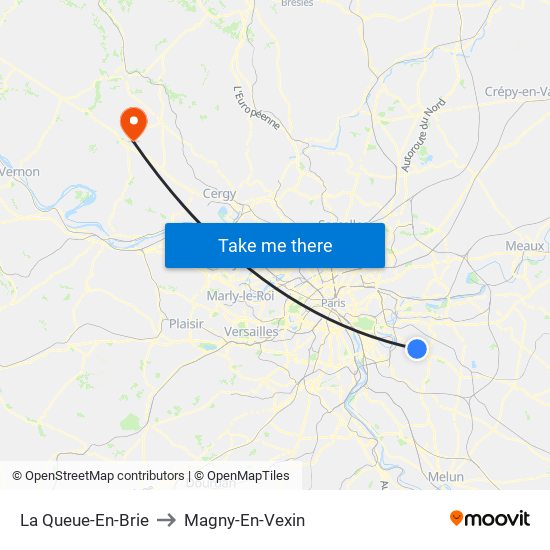 La Queue-En-Brie to Magny-En-Vexin map