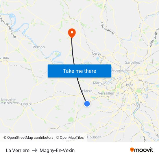 La Verriere to Magny-En-Vexin map