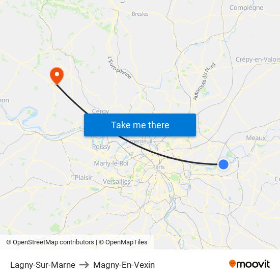 Lagny-Sur-Marne to Magny-En-Vexin map
