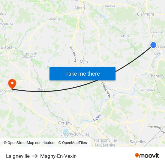 Laigneville to Magny-En-Vexin map