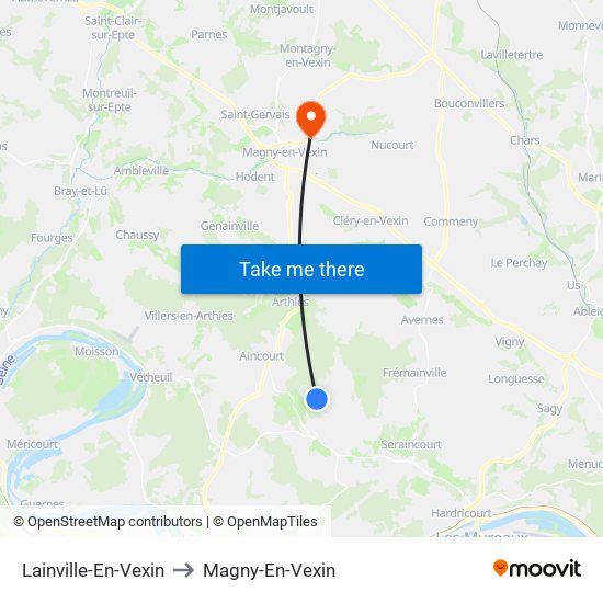 Lainville-En-Vexin to Magny-En-Vexin map