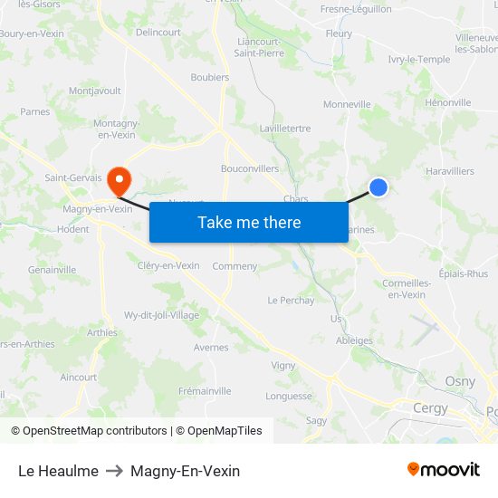 Le Heaulme to Magny-En-Vexin map