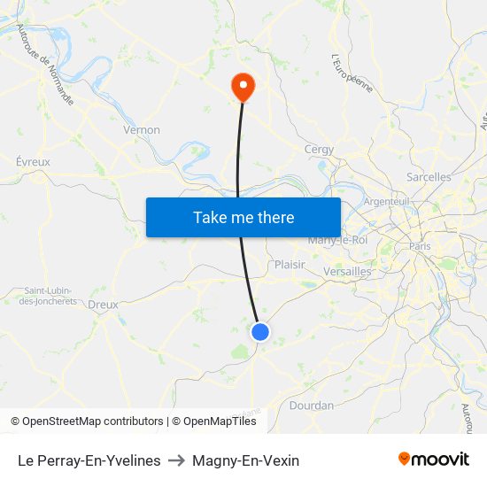 Le Perray-En-Yvelines to Magny-En-Vexin map