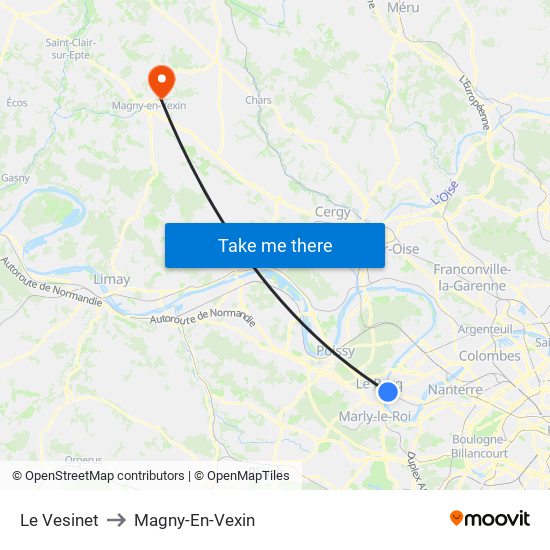 Le Vesinet to Magny-En-Vexin map