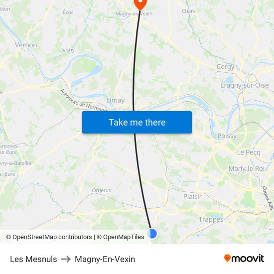 Les Mesnuls to Magny-En-Vexin map