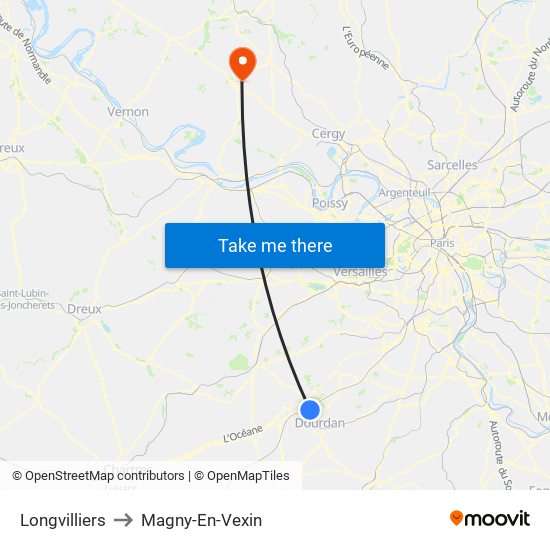 Longvilliers to Magny-En-Vexin map