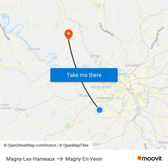 Magny-Les-Hameaux to Magny-En-Vexin map