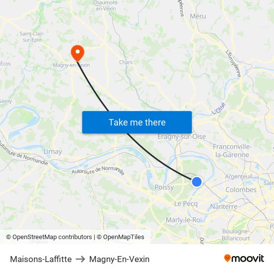 Maisons-Laffitte to Magny-En-Vexin map