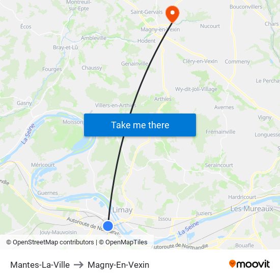 Mantes-La-Ville to Magny-En-Vexin map