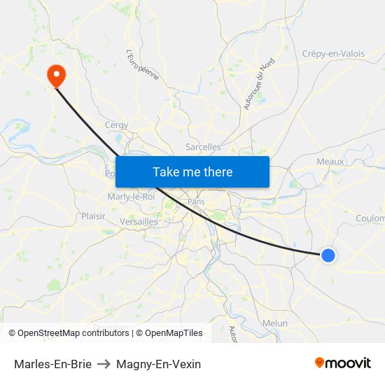 Marles-En-Brie to Magny-En-Vexin map