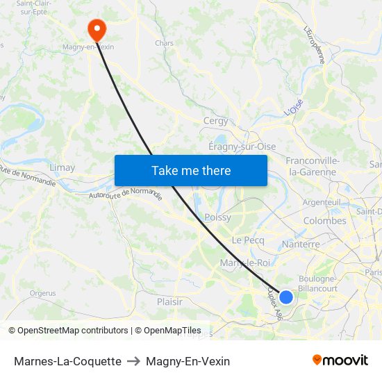 Marnes-La-Coquette to Magny-En-Vexin map