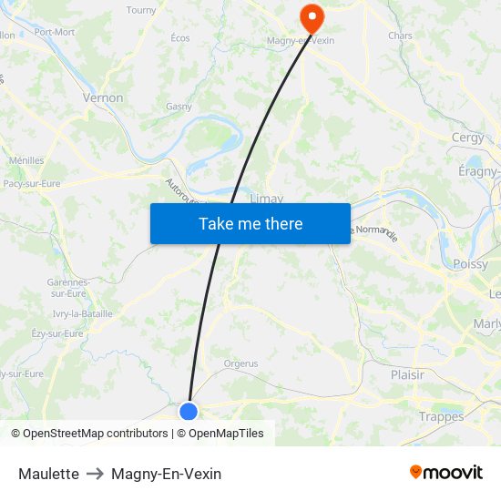 Maulette to Magny-En-Vexin map
