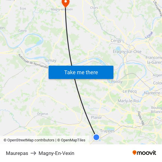 Maurepas to Magny-En-Vexin map