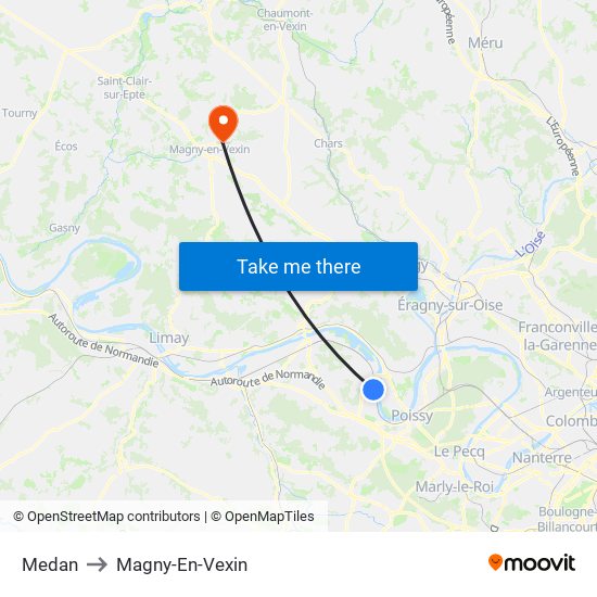 Medan to Magny-En-Vexin map