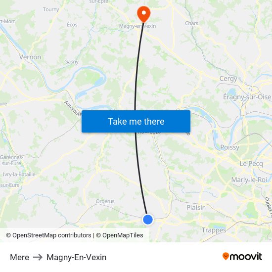 Mere to Magny-En-Vexin map