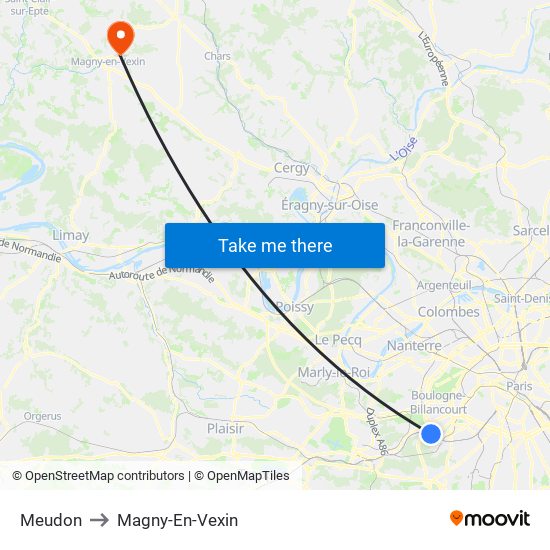 Meudon to Magny-En-Vexin map