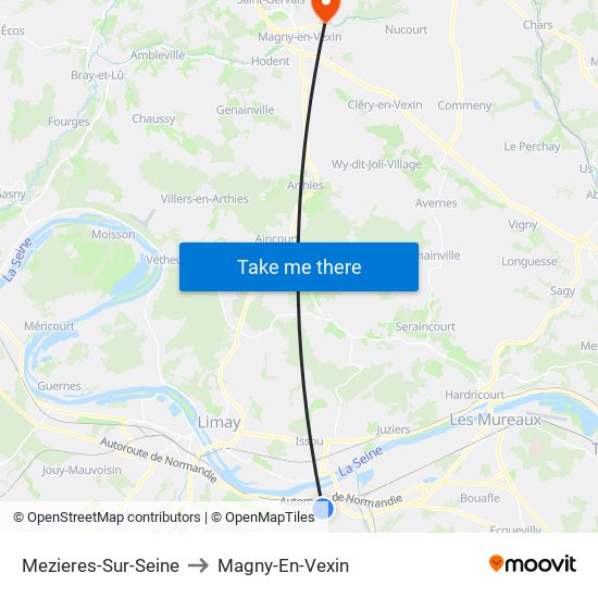 Mezieres-Sur-Seine to Magny-En-Vexin map