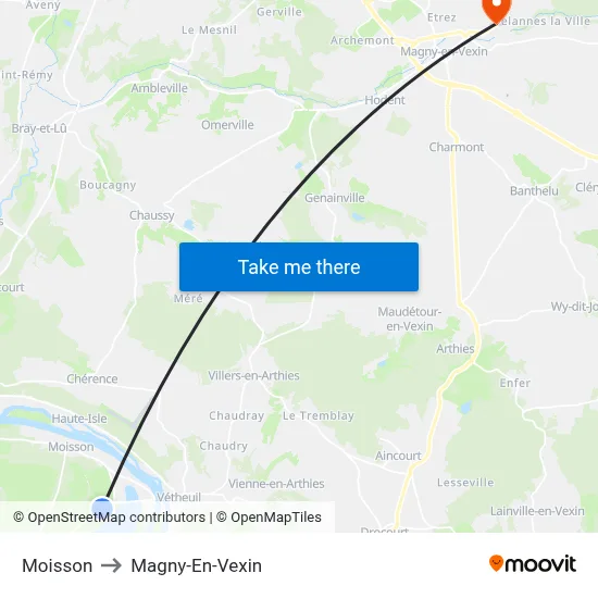 Moisson to Magny-En-Vexin map