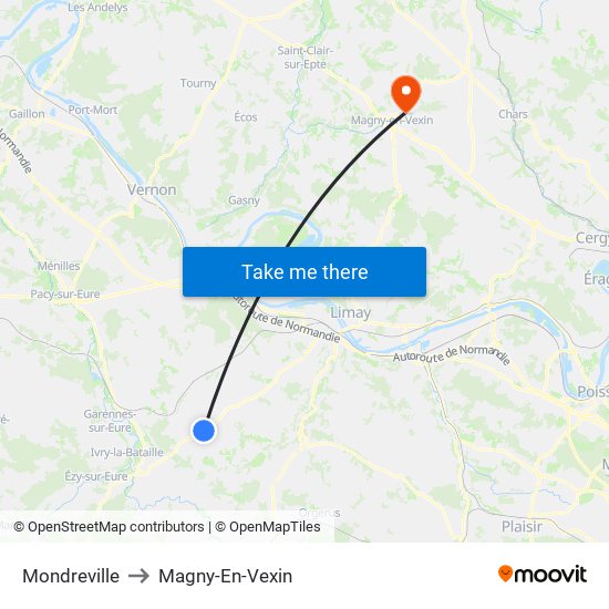 Mondreville to Magny-En-Vexin map