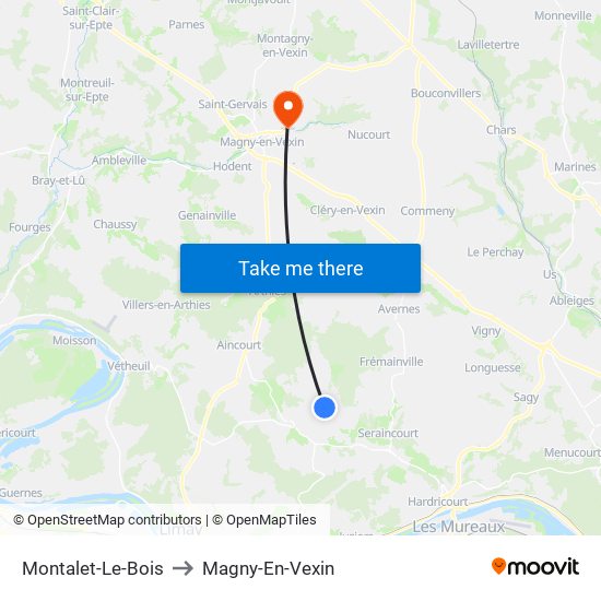 Montalet-Le-Bois to Magny-En-Vexin map