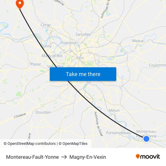 Montereau-Fault-Yonne to Magny-En-Vexin map