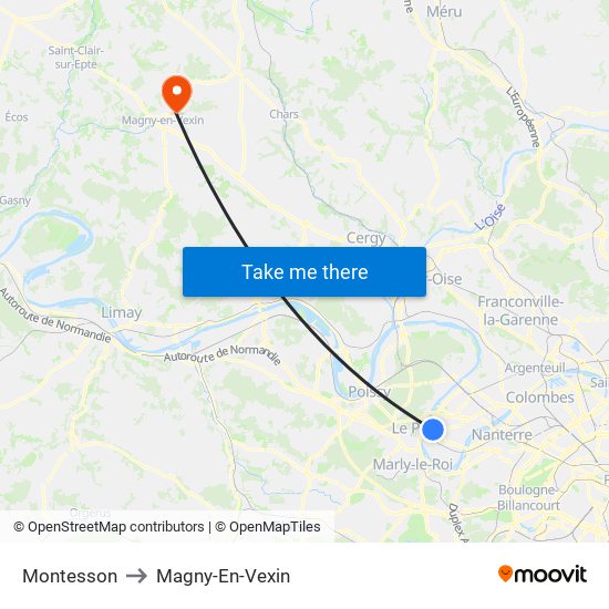 Montesson to Magny-En-Vexin map