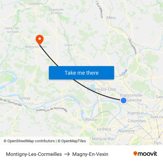 Montigny-Les-Cormeilles to Magny-En-Vexin map