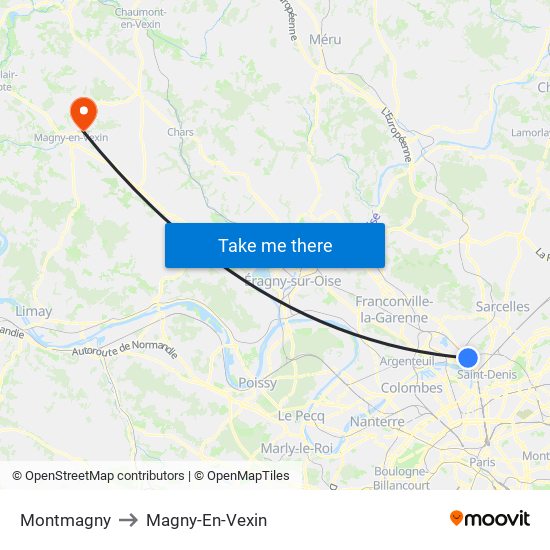 Montmagny to Magny-En-Vexin map