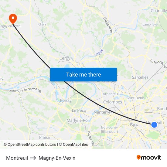 Montreuil to Magny-En-Vexin map