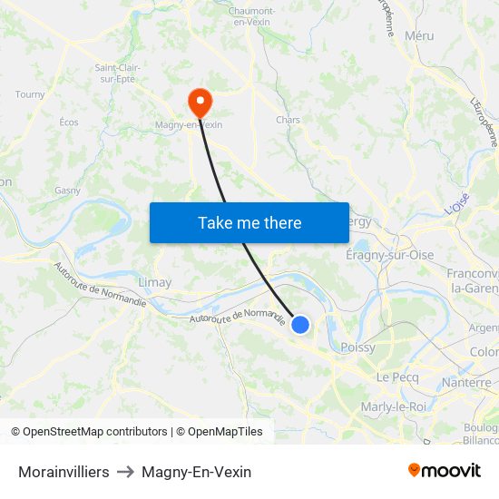 Morainvilliers to Magny-En-Vexin map