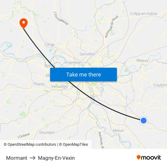 Mormant to Magny-En-Vexin map